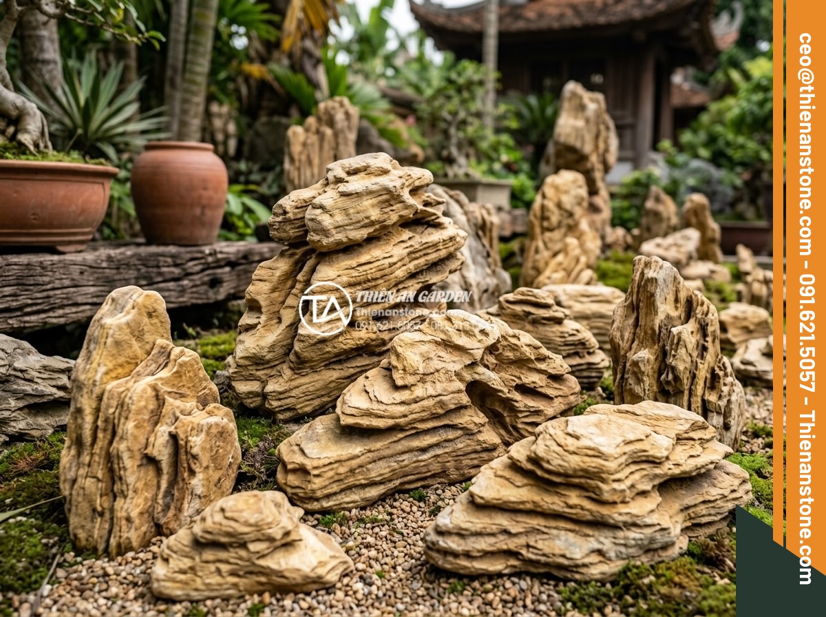 Đá cổ thạch giá bao nhiêu 1 tấn? Cập nhật bảng giá mới nhất 2026 - Collection of various types of ancient layered stones in different colors includ