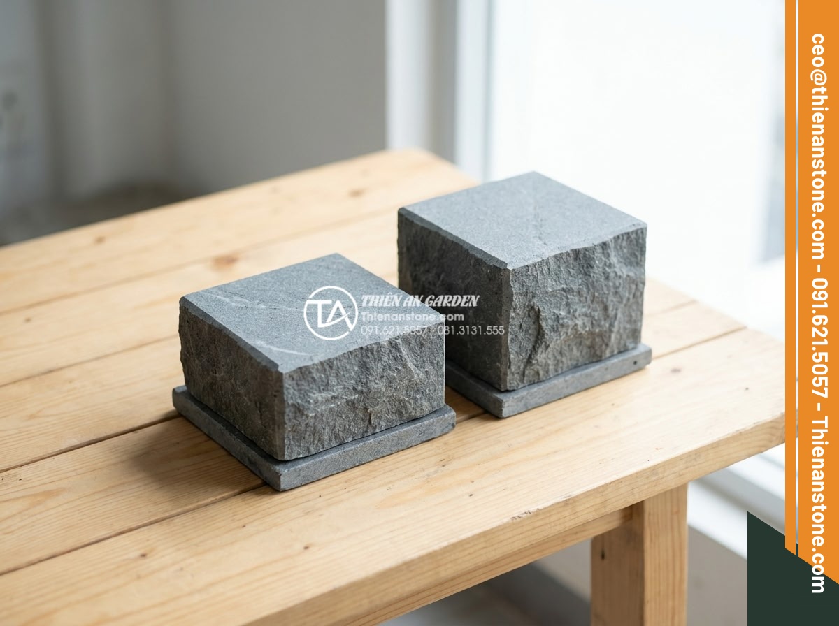 Đá cubic 10x10x5cm vs 10x10x8cm: Khi nào nên chọn độ dày lớn? - Professional high-resolution photograph of natural granite cubic paving stones 1
