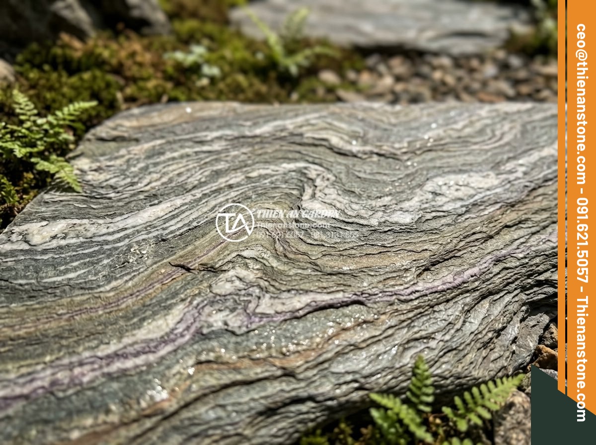 Đá dặm bước Slate Lai Châu: Vẻ đẹp đa sắc đặc thù cho sân vườn - Hình 1 Đá dặm bước Slate Lai Châu: Vẻ đẹp đa sắc đặc thù cho sân vườn - Close-up macro photography of natural slate stepping stones from Lai Chau Vietna