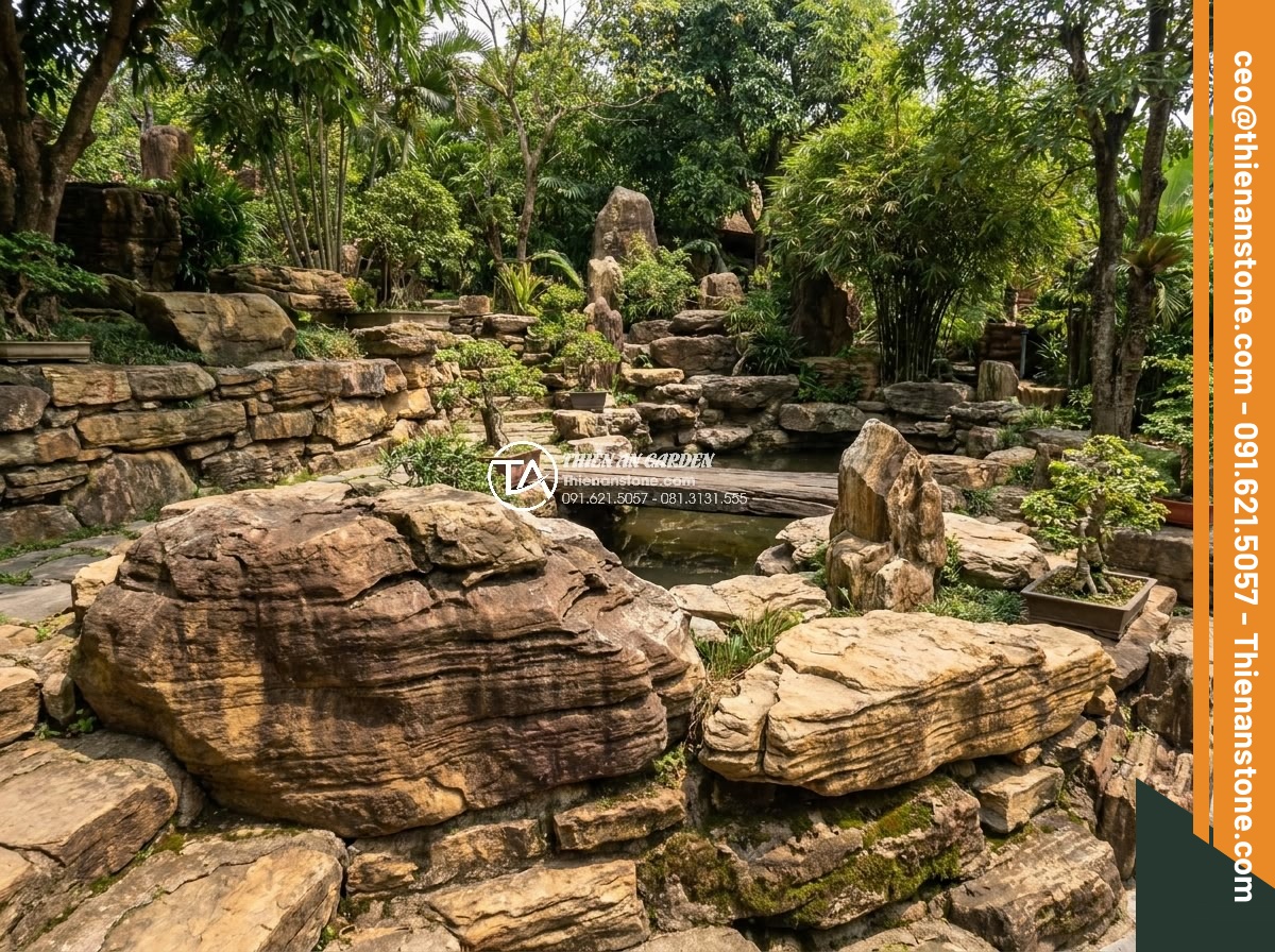 Đánh giá độ bền của đá cổ thạch dưới tác động của thời tiết khắc nghiệt - Hình 21 Đánh giá độ bền của đá cổ thạch dưới tác động của thời tiết khắc nghiệt - Final overview image of a complete durable ancient stone landscape project in a