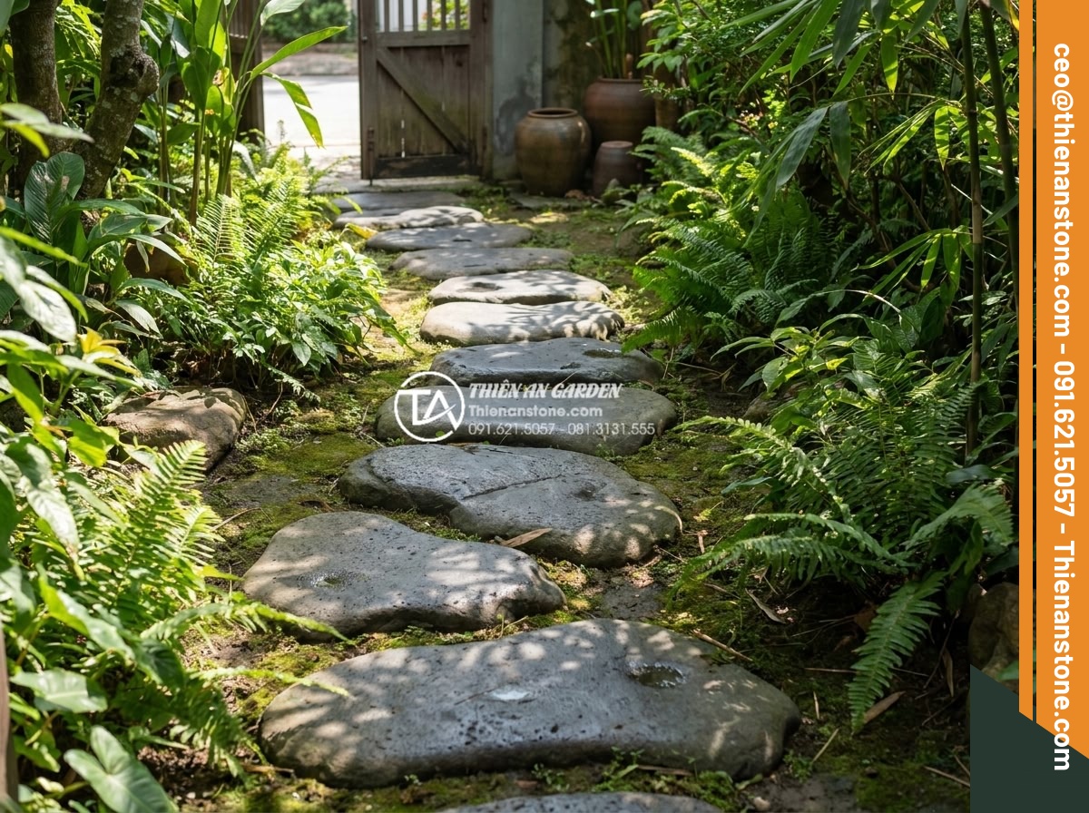 FAQ: Những câu hỏi thường gặp nhất khi chọn mua đá dặm bước - Long-term maintained stepping stone path looking pristine after years of use in 