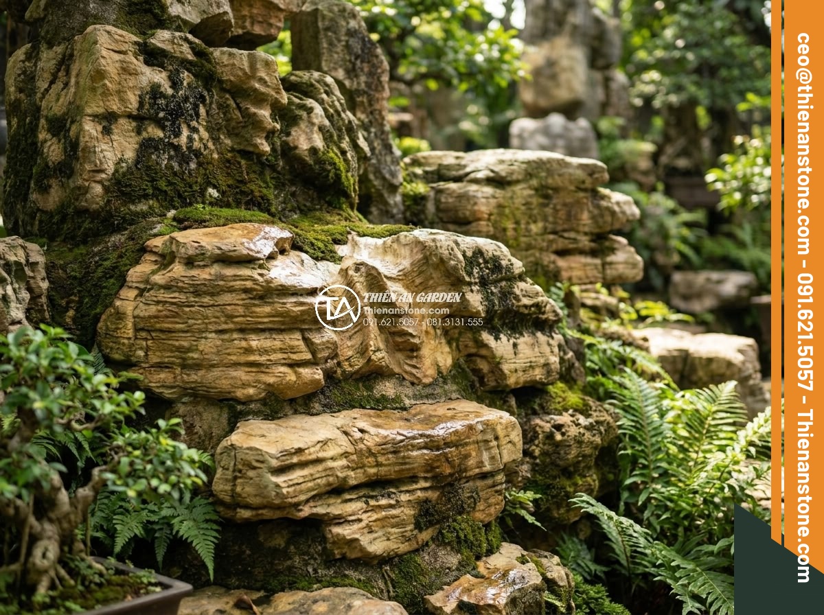 Làm thế nào để gắn đá cổ thạch chắc chắn mà không lộ vết keo? - Long-term maintenance of ancient stone rockery with moss and protective treatmen