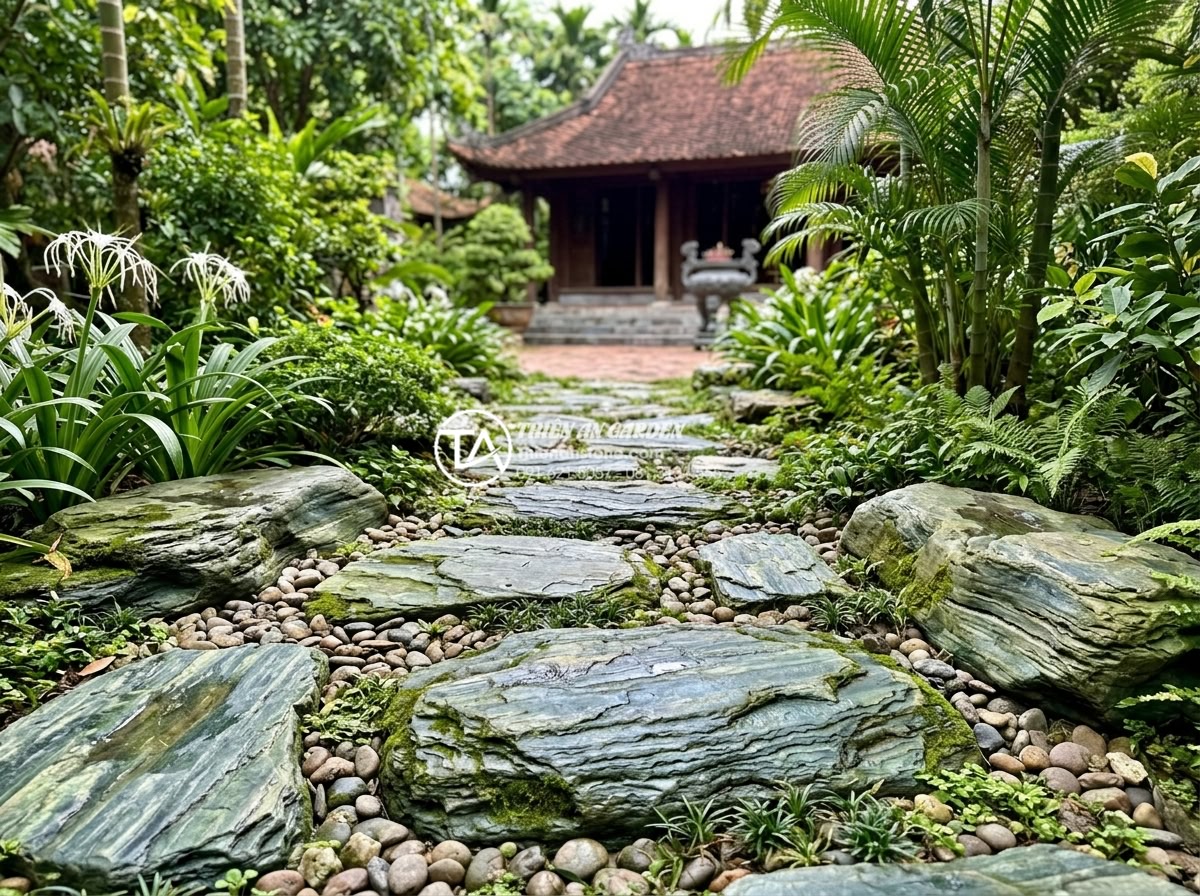 Lỗi thường gặp khi tự lát đá bước dạo tại nhà và cách khắc phục - Showcase of completed professional stone stepping path projects by landscape exp