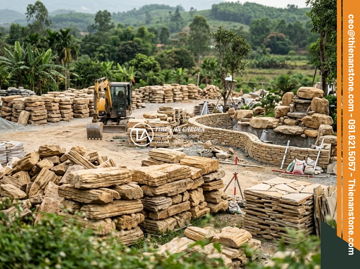 Mua đá cổ thạch ở đâu? Địa chỉ bán uy tín tại TPHCM và Hải Phòng - Company overview image of Da Canh Thien An stone yard and professional construct