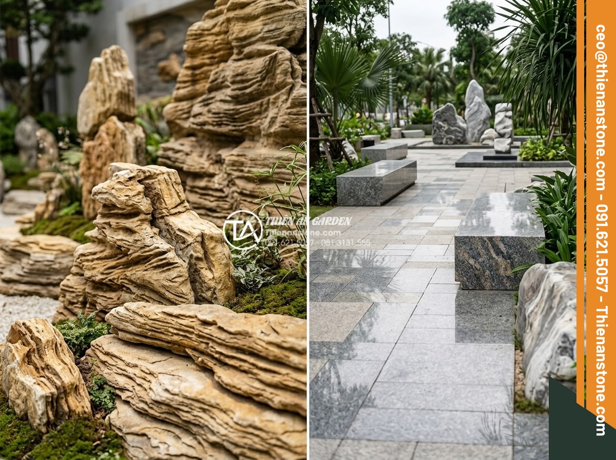 Mua đá cổ thạch ở đâu? Địa chỉ bán uy tín tại TPHCM và Hải Phòng - Side-by-side comparison chart of fossil stones versus other natural stones like 