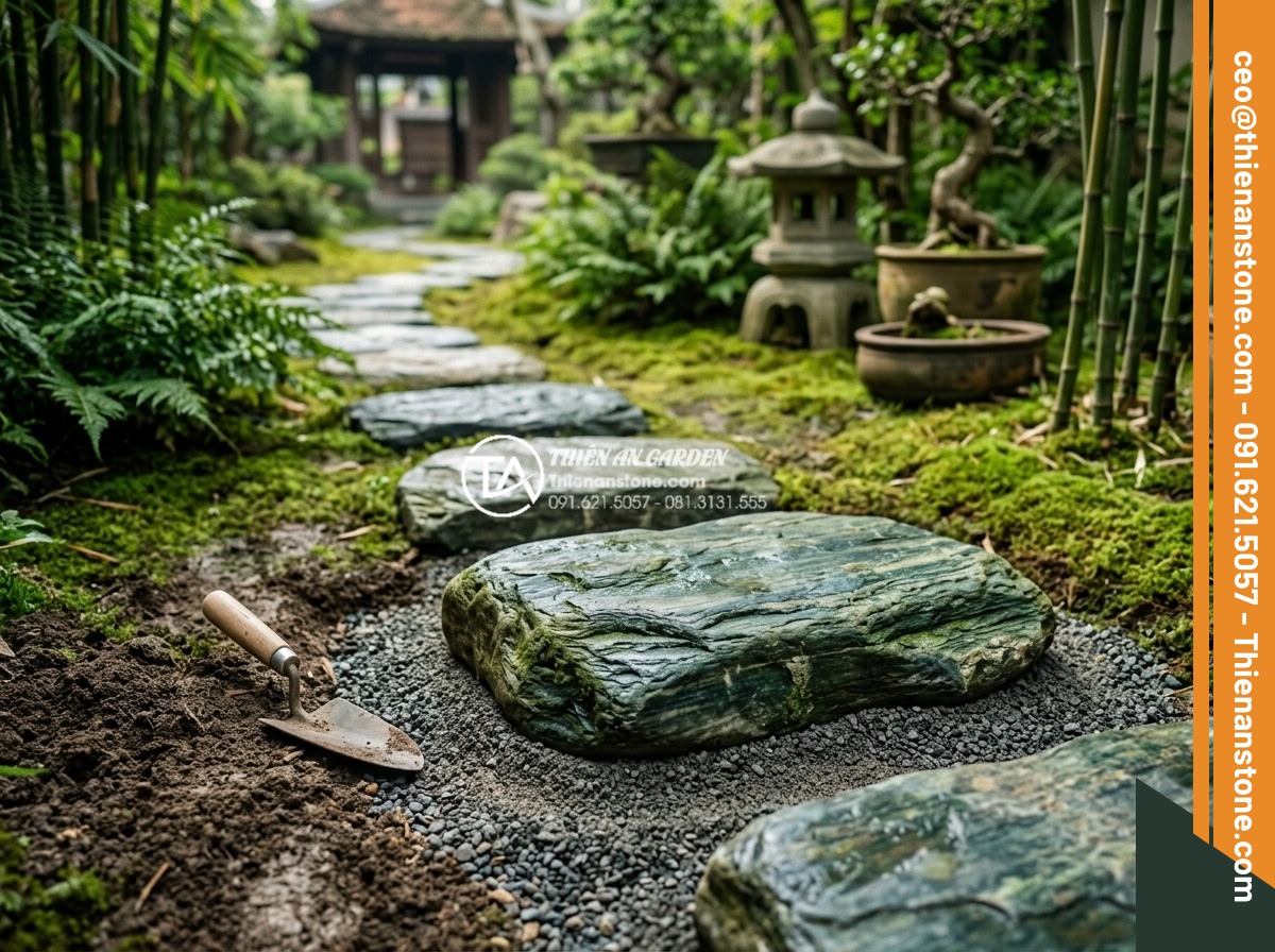 Nghệ thuật sắp đặt đá dặm bước phong cách Nhật Bản (Zen Garden) - Hình 14 Nghệ thuật sắp đặt đá dặm bước phong cách Nhật Bản (Zen Garden) - Professional fixes for common stepping stone laying errors in Zen gardens includ