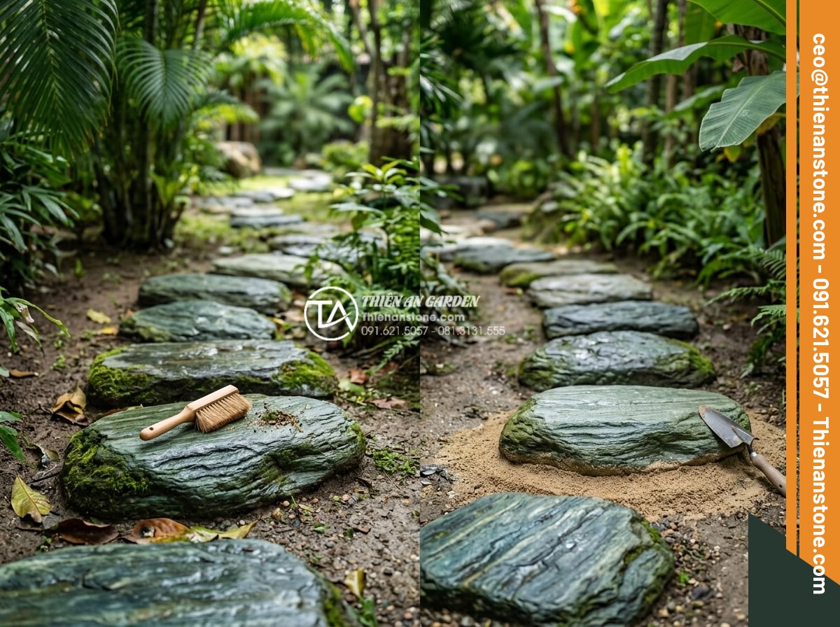 Nghệ thuật sắp đặt đá dặm bước phong cách Nhật Bản (Zen Garden) - Hình 19 Nghệ thuật sắp đặt đá dặm bước phong cách Nhật Bản (Zen Garden) - Long-term maintenance and care guide for Japanese Zen stepping stones including