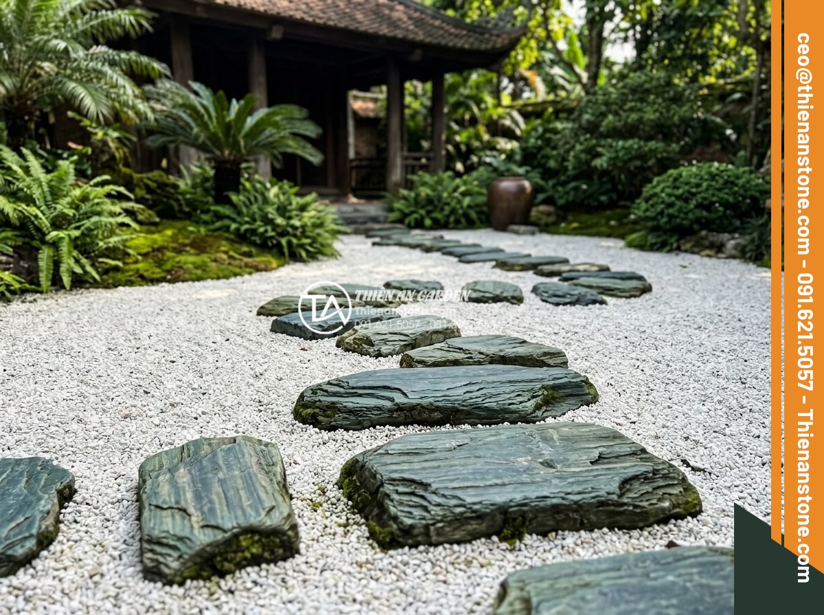 Nghệ thuật sắp đặt đá dặm bước phong cách Nhật Bản (Zen Garden) - Hình 2 Nghệ thuật sắp đặt đá dặm bước phong cách Nhật Bản (Zen Garden) - Historical evolution of Zen garden stepping stones from Heian period to modern i