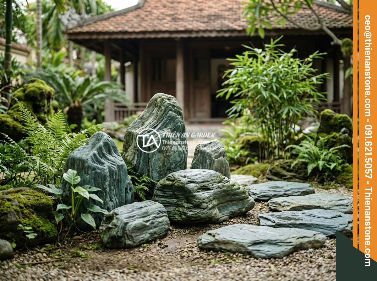 Nghệ thuật sắp đặt đá dặm bước phong cách Nhật Bản (Zen Garden) - Hình 6 Nghệ thuật sắp đặt đá dặm bước phong cách Nhật Bản (Zen Garden) - High-quality natural stone selection for Japanese Zen garden stepping stones sho
