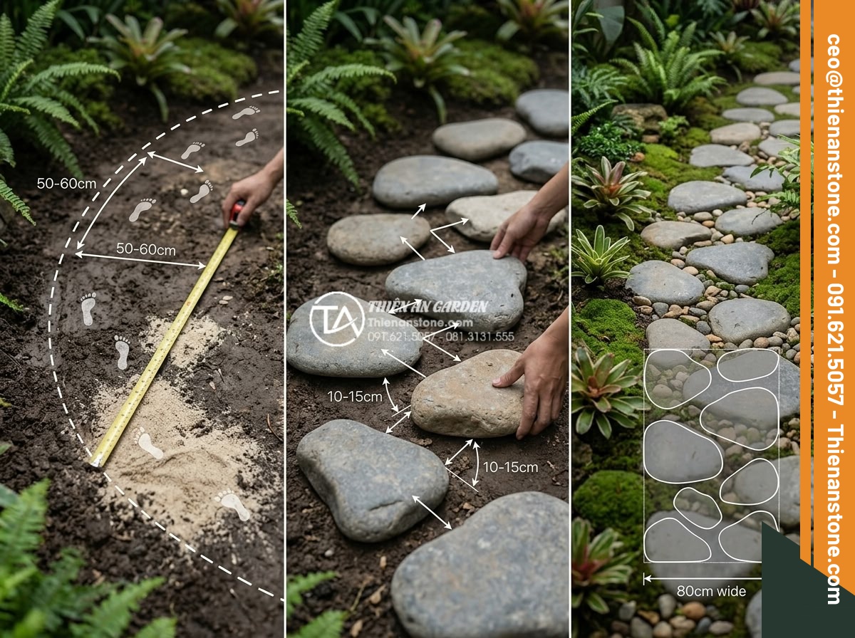 Nghệ thuật sắp đặt đá dặm bước phong cách Nhật Bản (Zen Garden) - Hình 9 Nghệ thuật sắp đặt đá dặm bước phong cách Nhật Bản (Zen Garden) - Step-by-step guide to selecting sizes and positions for Japanese style stepping