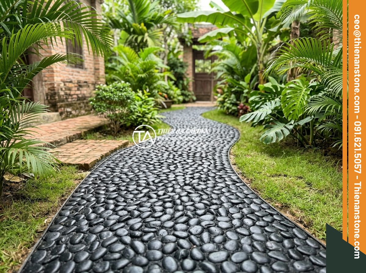 Phối hợp đá bước dạo và sỏi trang trí: Bí quyết tạo lối đi ấn tượng - Corrected and improved stone pathway design avoiding typical installation errors