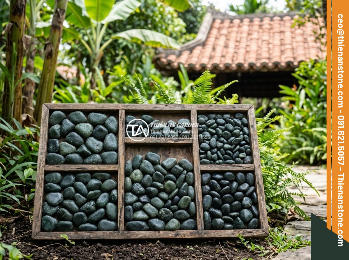 Phối hợp đá bước dạo và sỏi trang trí: Bí quyết tạo lối đi ấn tượng - Variety of natural stepping stone types including granite, basalt, and sandstone
