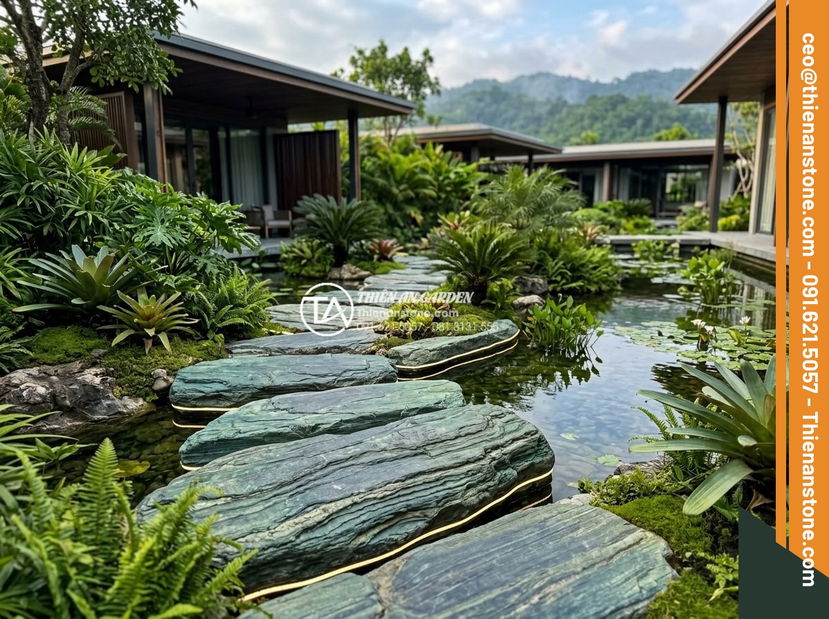 Review 5 loại đá bước dạo bán chạy nhất đầu năm 2026 - Modern 2026 trend photo of trending natural stepping stones in contemporary gard
