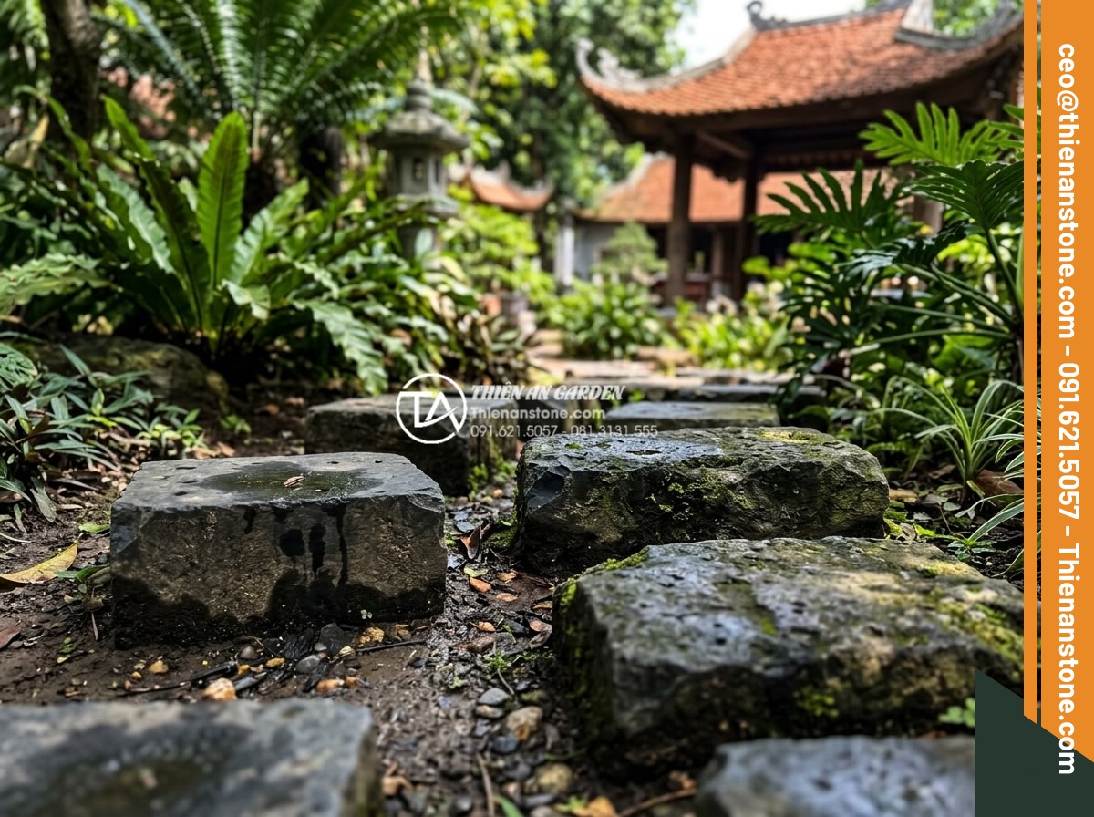 So sánh đá dặm bước bazan và đá slate: Nên chọn loại nào cho lối đi? - Long-term durability test visualization of basalt and slate stones exposed to we