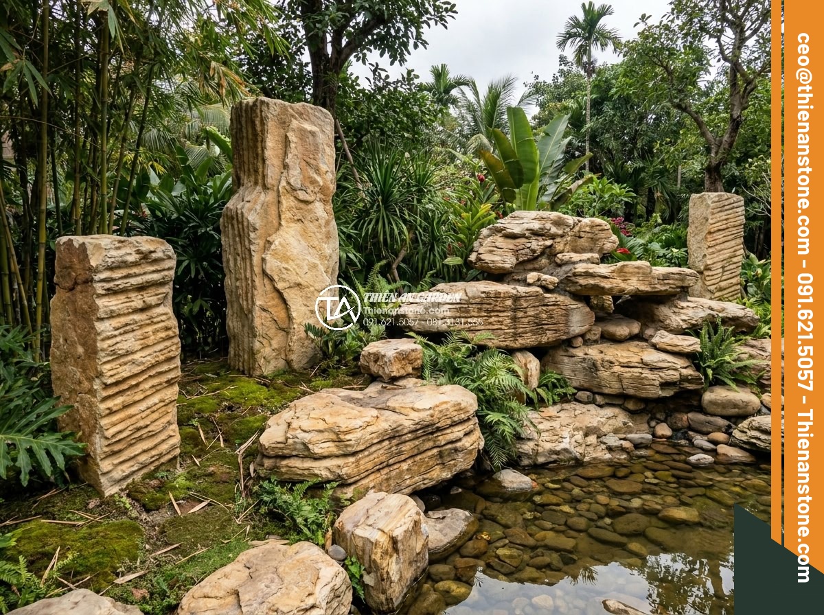 Sự khác biệt giữa đá cổ thạch và đá tuyết sơn trong làm cảnh quan - Hình 4 Sự khác biệt giữa đá cổ thạch và đá tuyết sơn trong làm cảnh quan - Large white snow mountain stone slabs with dramatic black veins arranged as deco