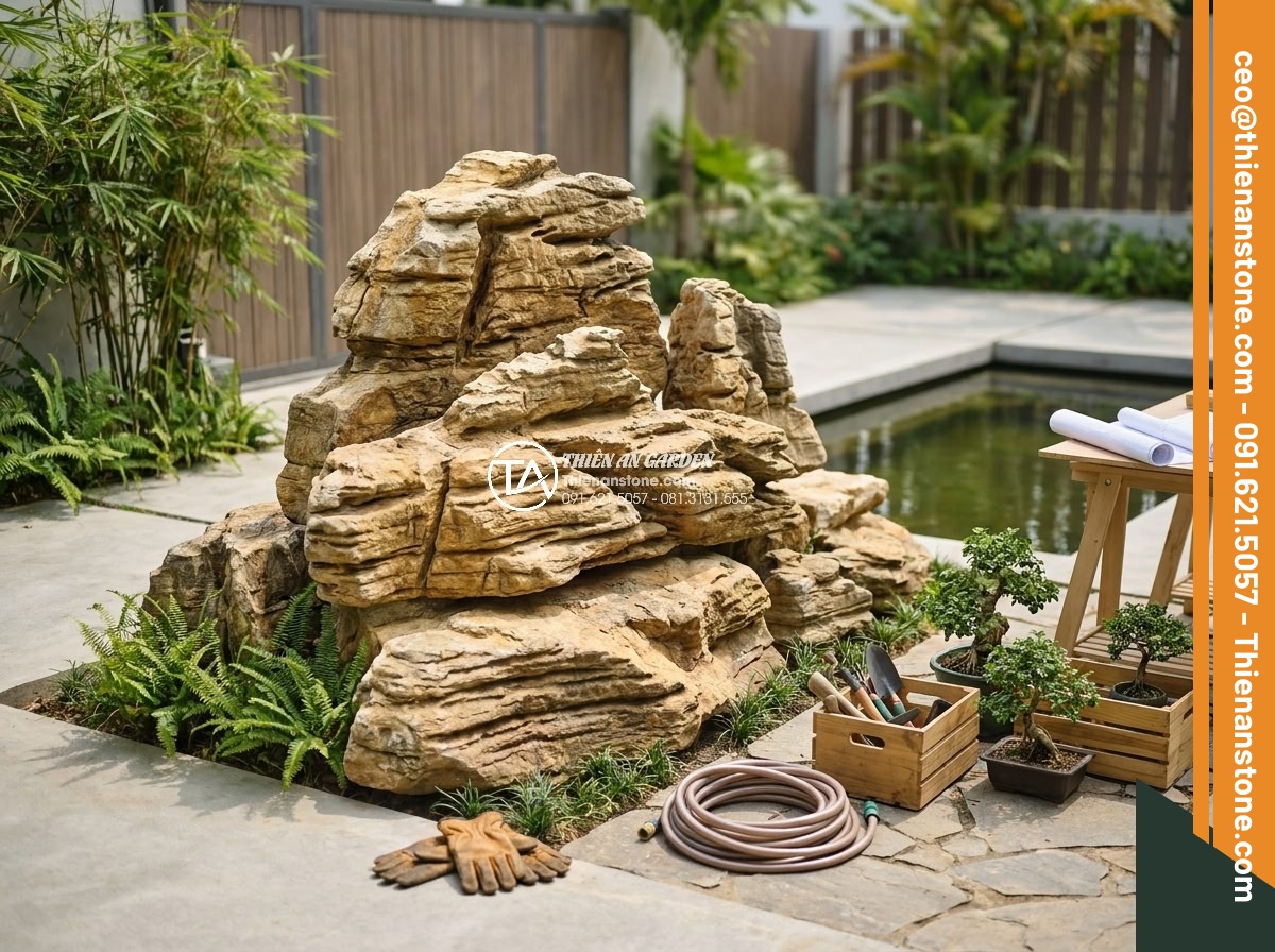 Tại sao giá đá cổ thạch làm hòn non bộ lại có sự chênh lệch lớn? - Professional landscape design team from Thien An Stone company consulting on anc