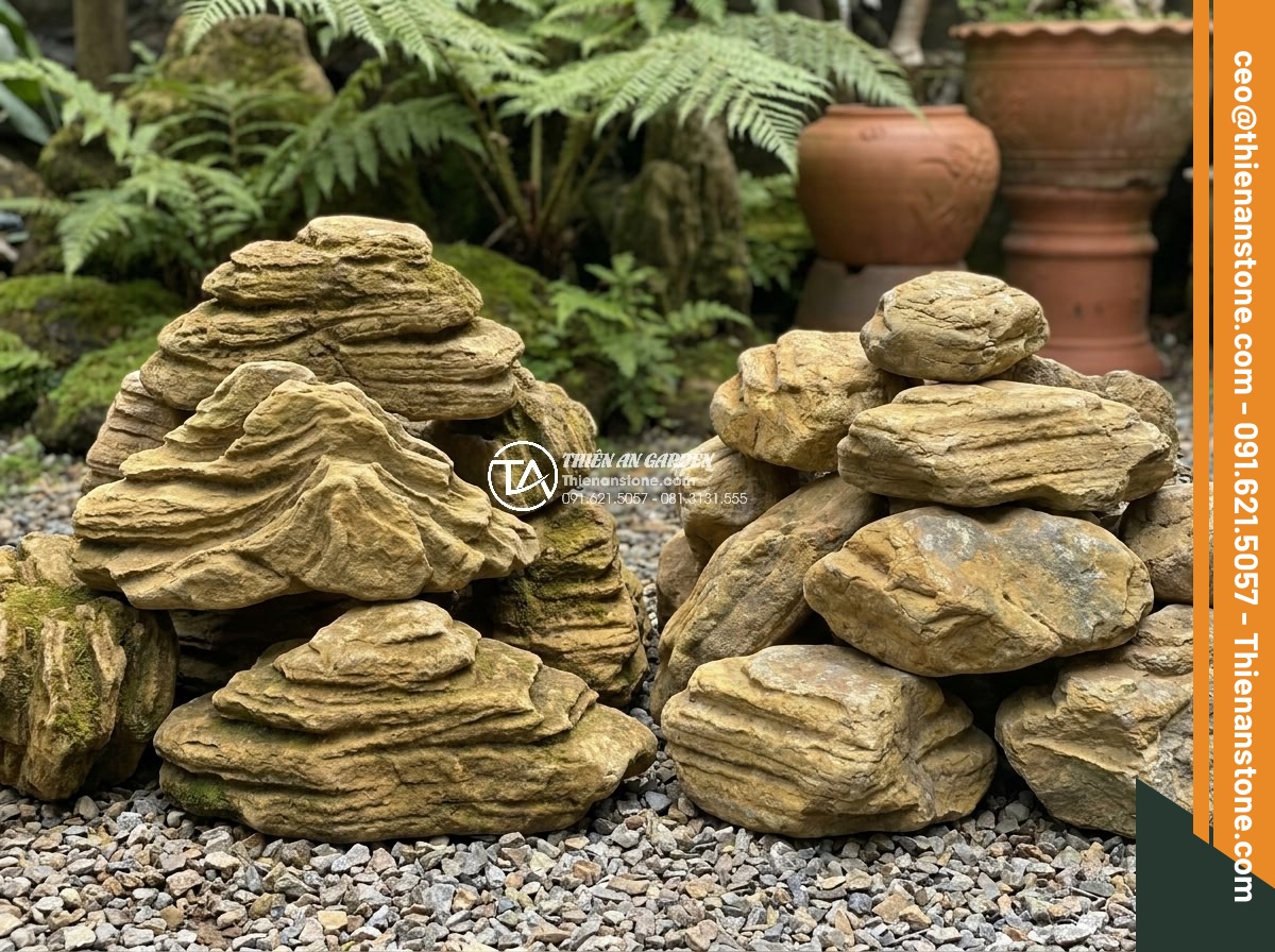Tại sao giá đá cổ thạch làm hòn non bộ lại có sự chênh lệch lớn? - Side-by-side comparison of premium vs lower grade ancient stones showing differe