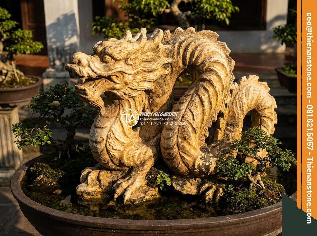 Tại sao giá đá cổ thạch làm hòn non bộ lại có sự chênh lệch lớn? - Dramatic large-scale ancient stone with dragon-like natural formation, dramatic 