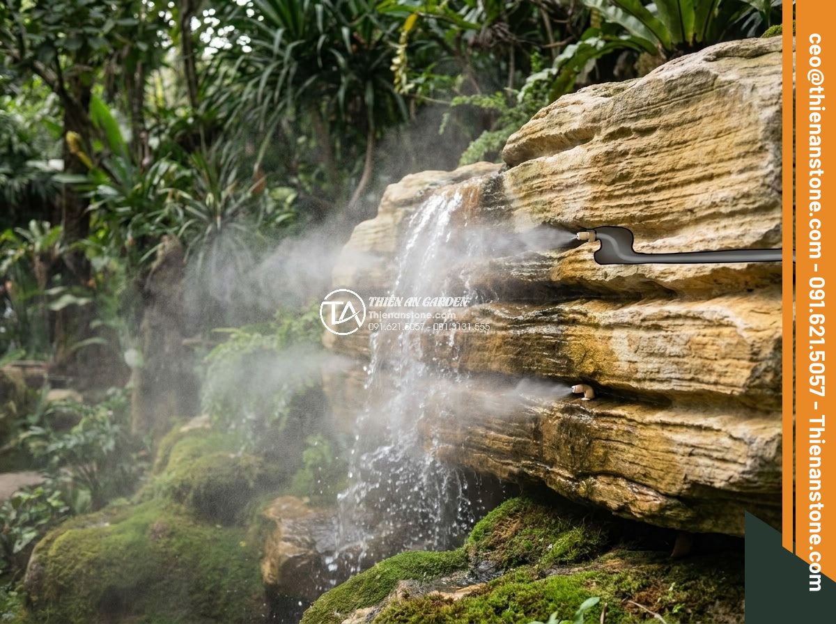 Tạo hệ thống phun sương cho thác nước đá cổ thạch: Hướng dẫn chi tiết - Hình 7 Tạo hệ thống phun sương cho thác nước đá cổ thạch: Hướng dẫn chi tiết - Scientific diagram illustration of misting system physics showing high pressure