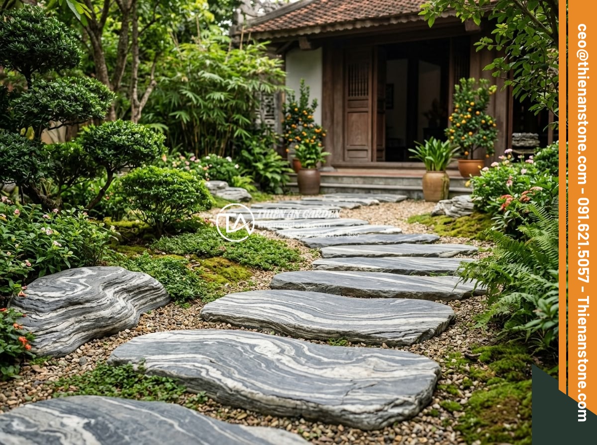 Top 10 lỗi phong thủy khi đặt đá dậm bước làm hao tài tốn của - Optimized stepping stone placement avoiding blockages and guiding energy to home