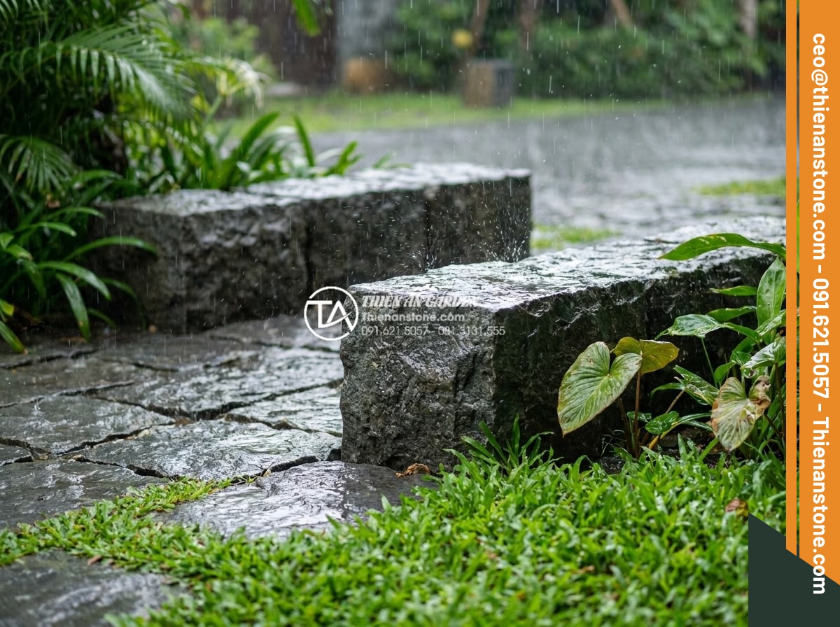 Top 15 mẫu lát đá cubic sân vườn đẹp mắt dẫn đầu xu hướng 2026 - Detailed comparison photo showing durable cubic natural stones resisting heavy r