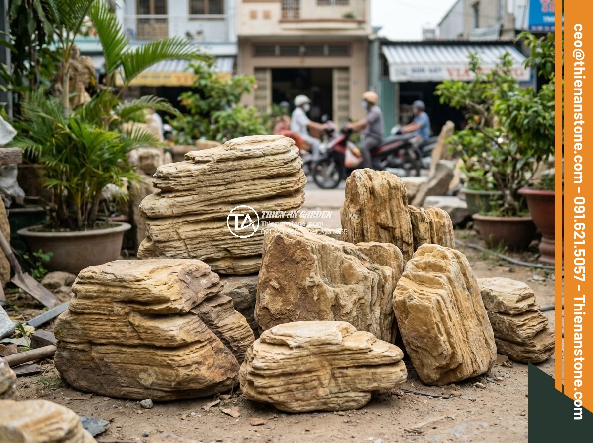 Top 5 địa chỉ bán đá cổ thạch TPHCM uy tín, hỗ trợ vận chuyển tận nơi - Hình 1 Top 5 địa chỉ bán đá cổ thạch TPHCM uy tín, hỗ trợ vận chuyển tận nơi - Collection of ancient weathered stones with natural erosion patterns, various si