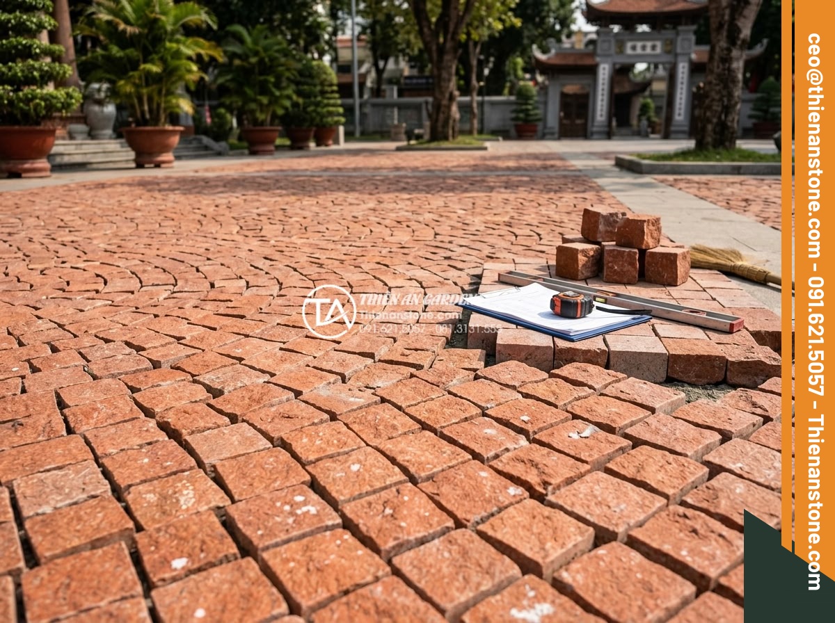 Ứng dụng đá cubic trong thiết kế quảng trường và khu phố đi bộ - Hình 14 Ứng dụng đá cubic trong thiết kế quảng trường và khu phố đi bộ - Completed professional installation of cubic stones in a city plaza with finishi