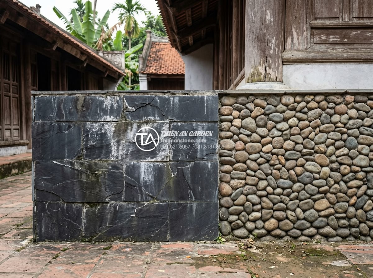 15+ Mẫu đá rối ốp chân tường giúp bảo vệ công trình tuyệt đối - Visual comparison of different wall base materials after 5 years of outdoor expo