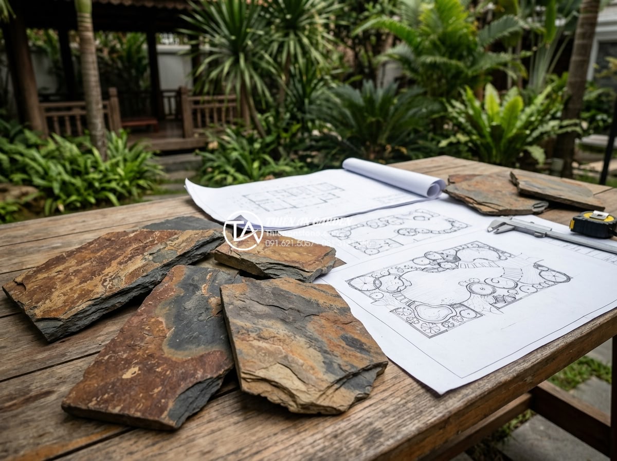 Bảng giá đá rối lát sân vườn: Kinh nghiệm mua đá rẻ và chất lượng - Happy customers receiving consultation from Da Canh Thien An experts with stone 