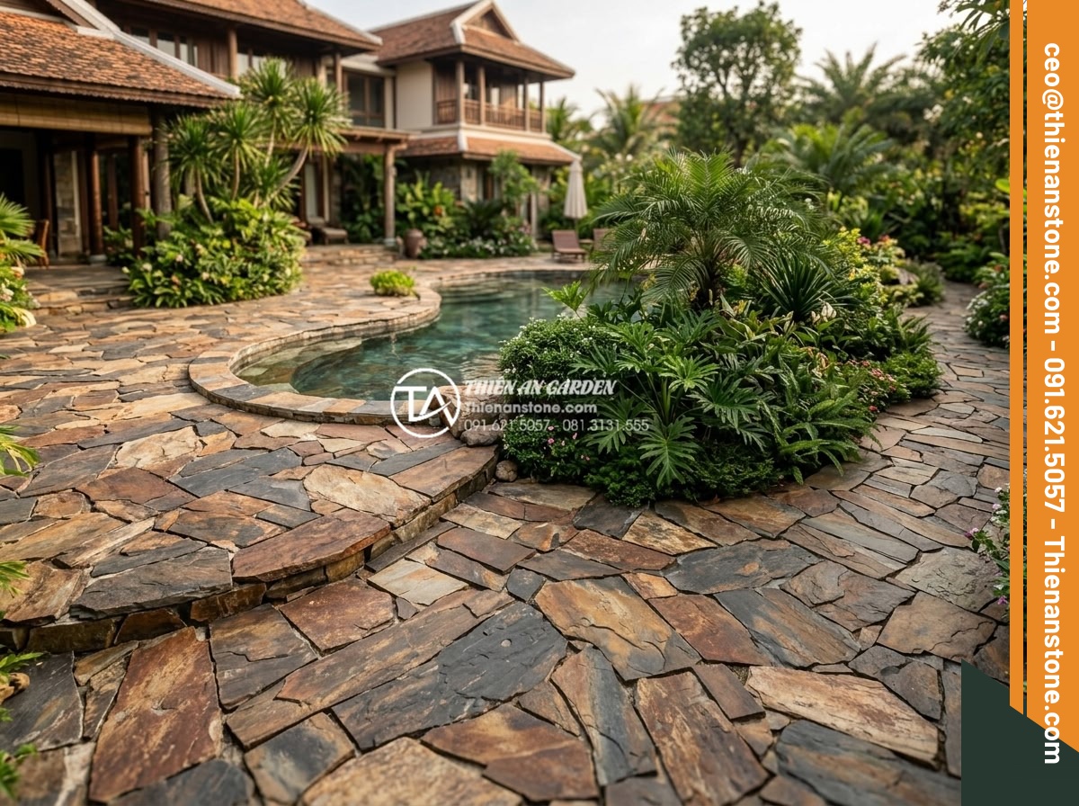 Báo giá thi công đá rối trọn gói: Những yếu tố ảnh hưởng đến giá - Beautiful panoramic view of a fully completed chaotic natural stone landscape in