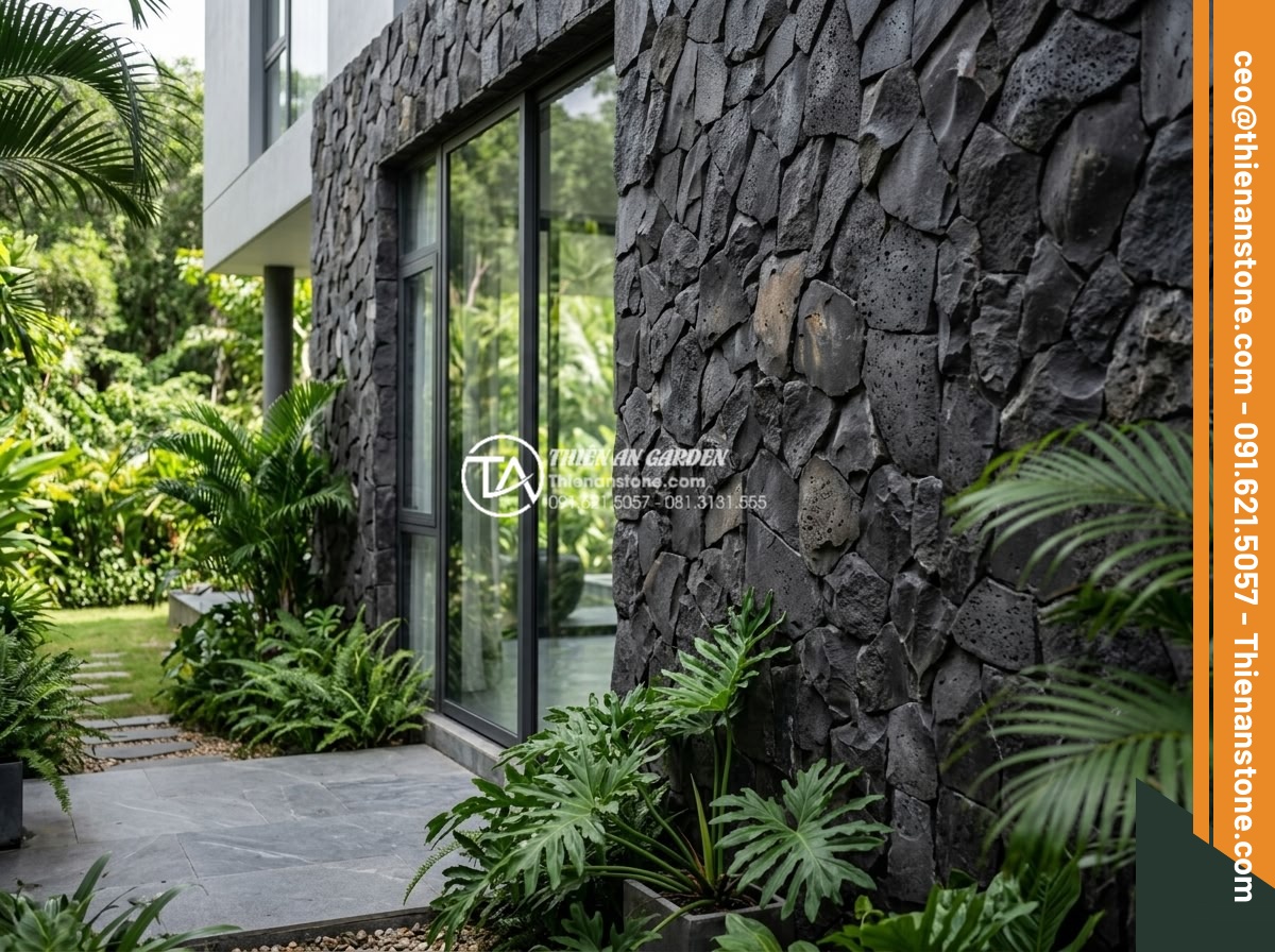 Báo giá thi công đá rối trọn gói: Những yếu tố ảnh hưởng đến giá - Modern luxury villa exterior wall beautifully clad with natural chaotic stones i
