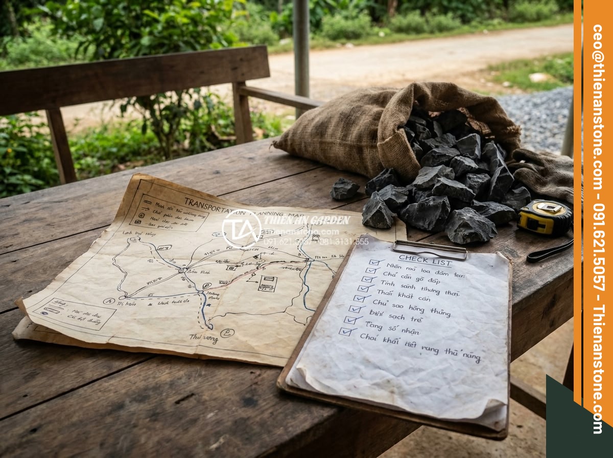 Cách vận chuyển đá tai mèo khối lượng lớn không bị nứt vỡ - Detailed transportation planning map and checklist for shipping bulk cat ear sto