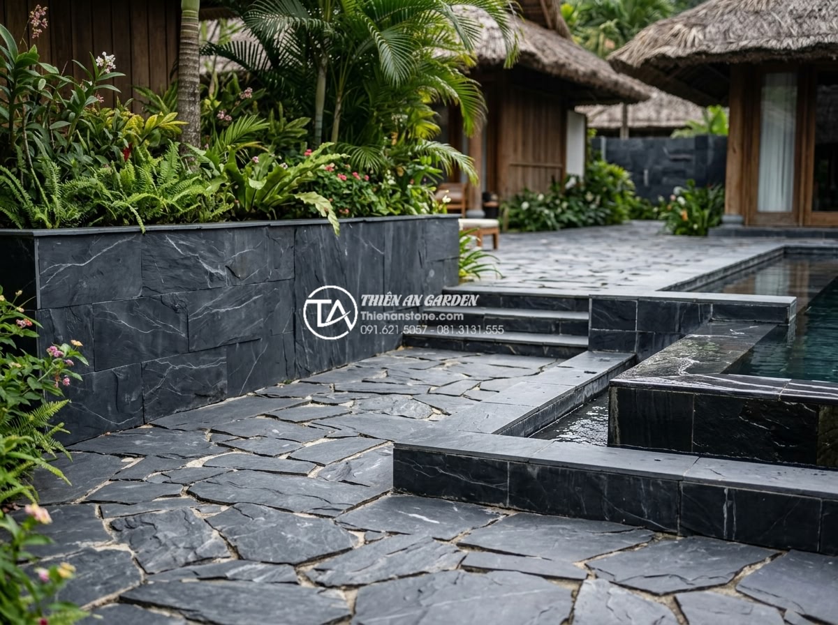 Đá rối đa sắc: Lựa chọn hàng đầu cho các resort và villa cao cấp - Visual comparison chart of different natural stones highlighting advantages of m