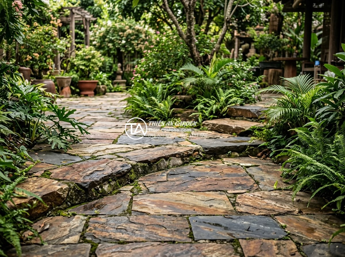 Đá rối Lai Châu: Đặc điểm, phân loại và bảng giá mới nhất - Long-term benefits shown in aged natural Lai Chau stone installation in mature g