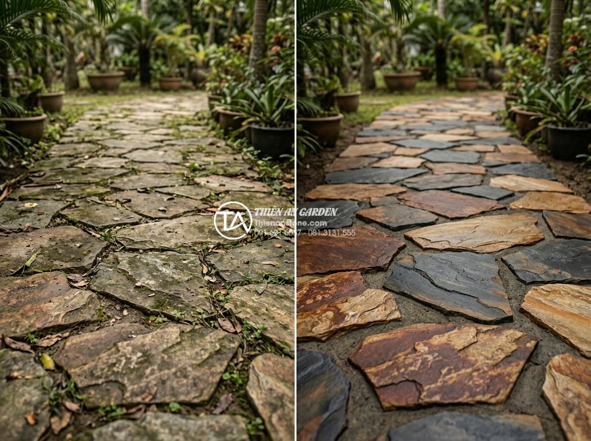 Đá rối Lai Châu: Đặc điểm, phân loại và bảng giá mới nhất - Before and after maintenance photos of cleaned and preserved Lai Chau disturbed 