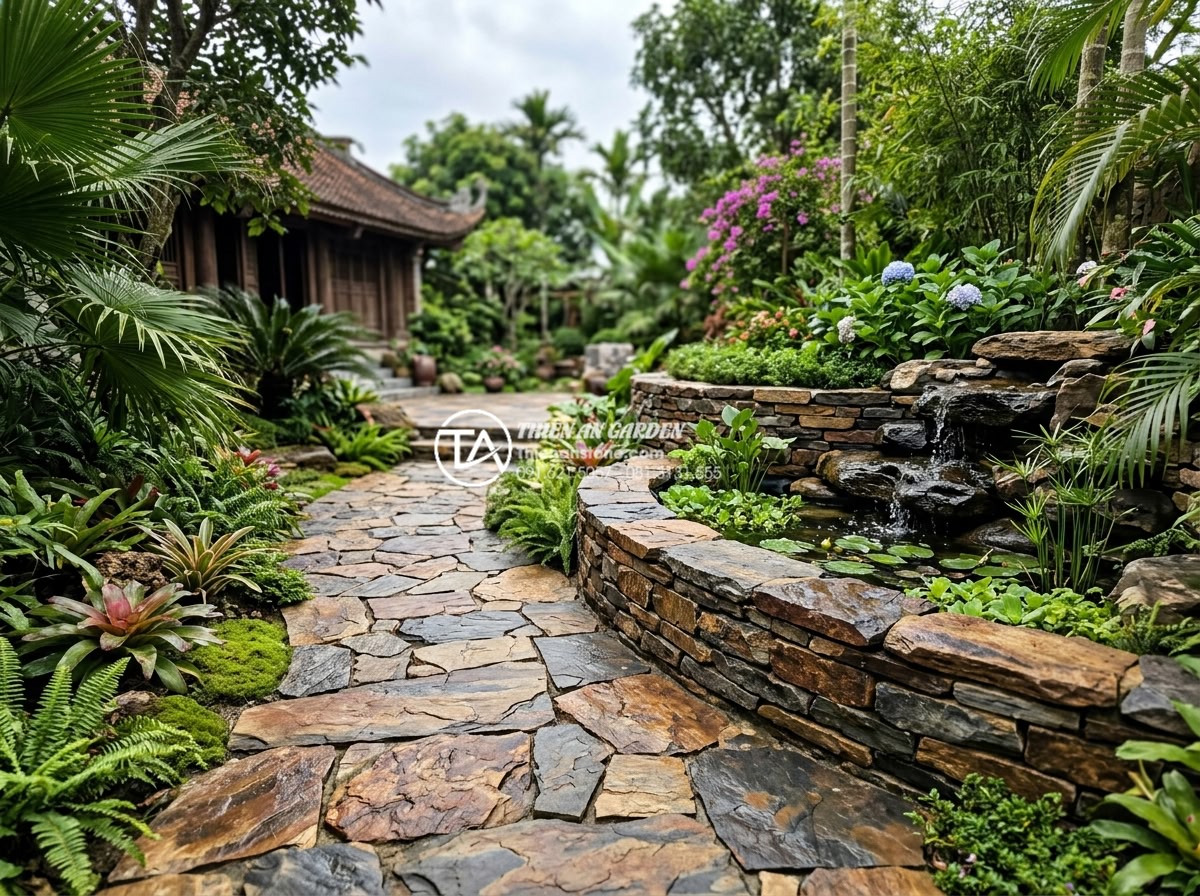 Đá rối Lai Châu: Đặc điểm, phân loại và bảng giá mới nhất - Completed luxury garden project by Thien An Stone using high-quality Lai Chau di