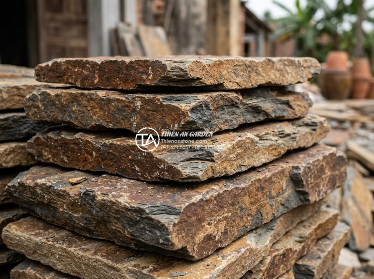 Đá rối vàng Bình Định vs Nghệ An: Sự khác biệt về chất lượng và màu sắc - High-quality close-up of durable hand-chiseled yellow stones from both regions s