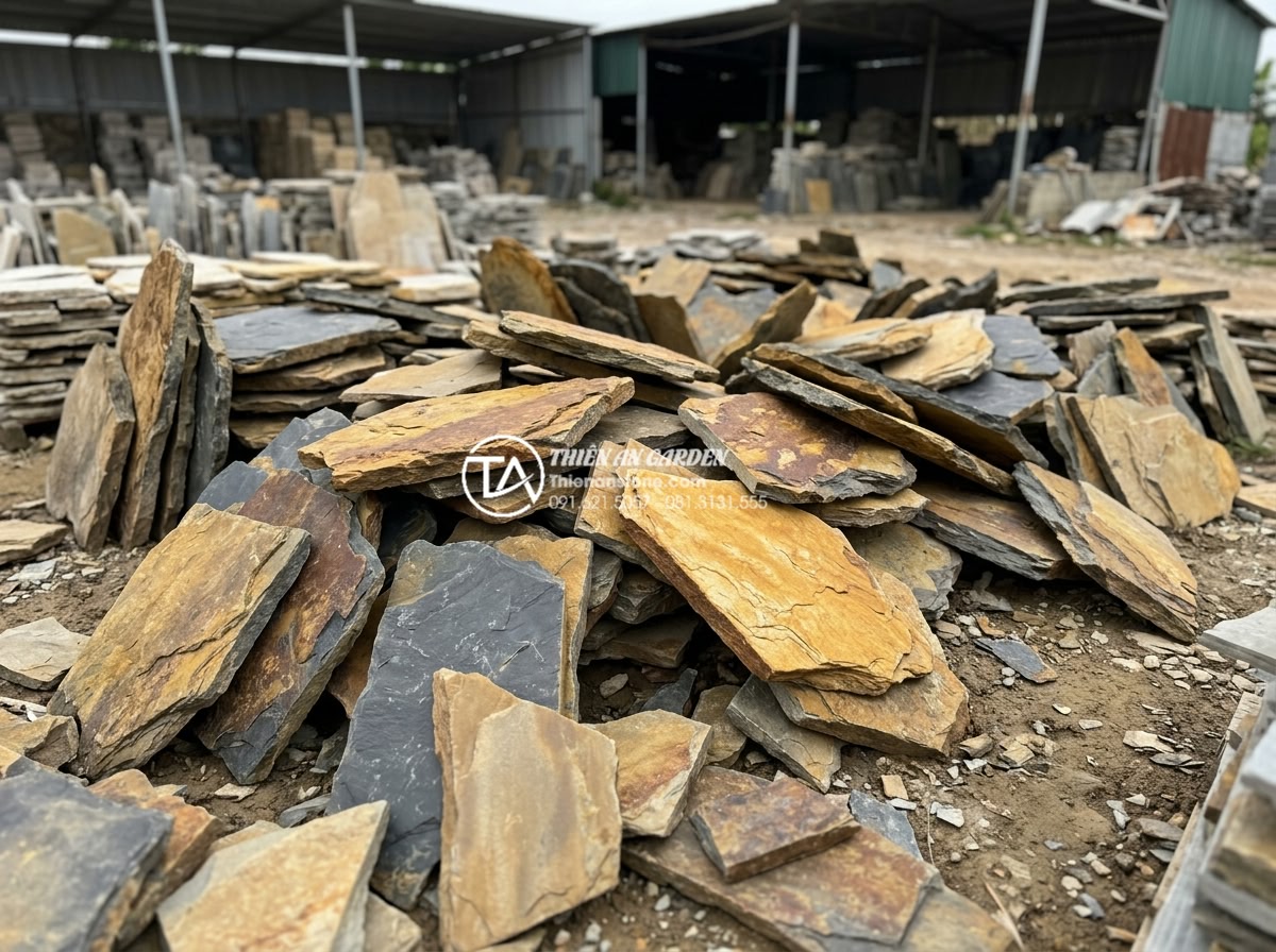 Mua đá rối ở đâu uy tín? Top 5 tổng kho đá tự nhiên lớn nhất - Collection of Lai Chau chaotic natural stones in various colors including promin