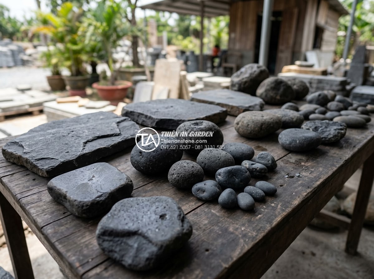 Sai lầm thường gặp khi tự thi công ốp đá rối tại nhà - Assortment of different sized and colored natural da roi stones laid out on tabl