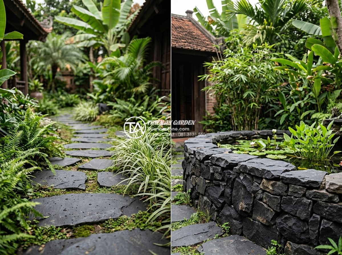 So sánh đá rối đen và đá rối đa sắc Lai Châu: Nên chọn loại nào? - Side-by-side comparison of black chaotic stone versus multi-colored Lai Chau cha