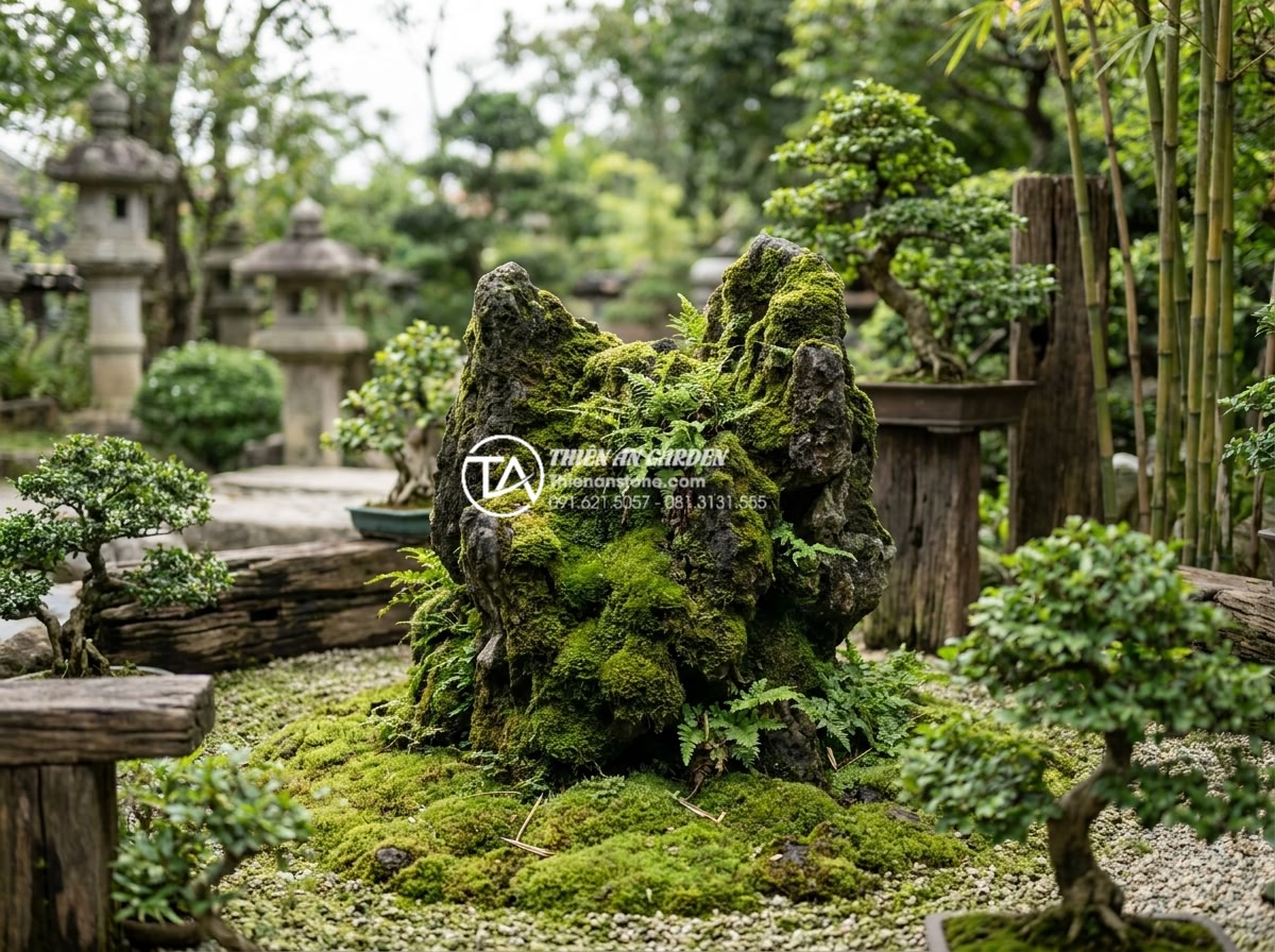 Tại sao đá tai mèo Hà Giang lại là 'vua' của các loại đá làm cây cảnh? - Beautiful Ha Giang cat ear stone covered in lush green moss after several months