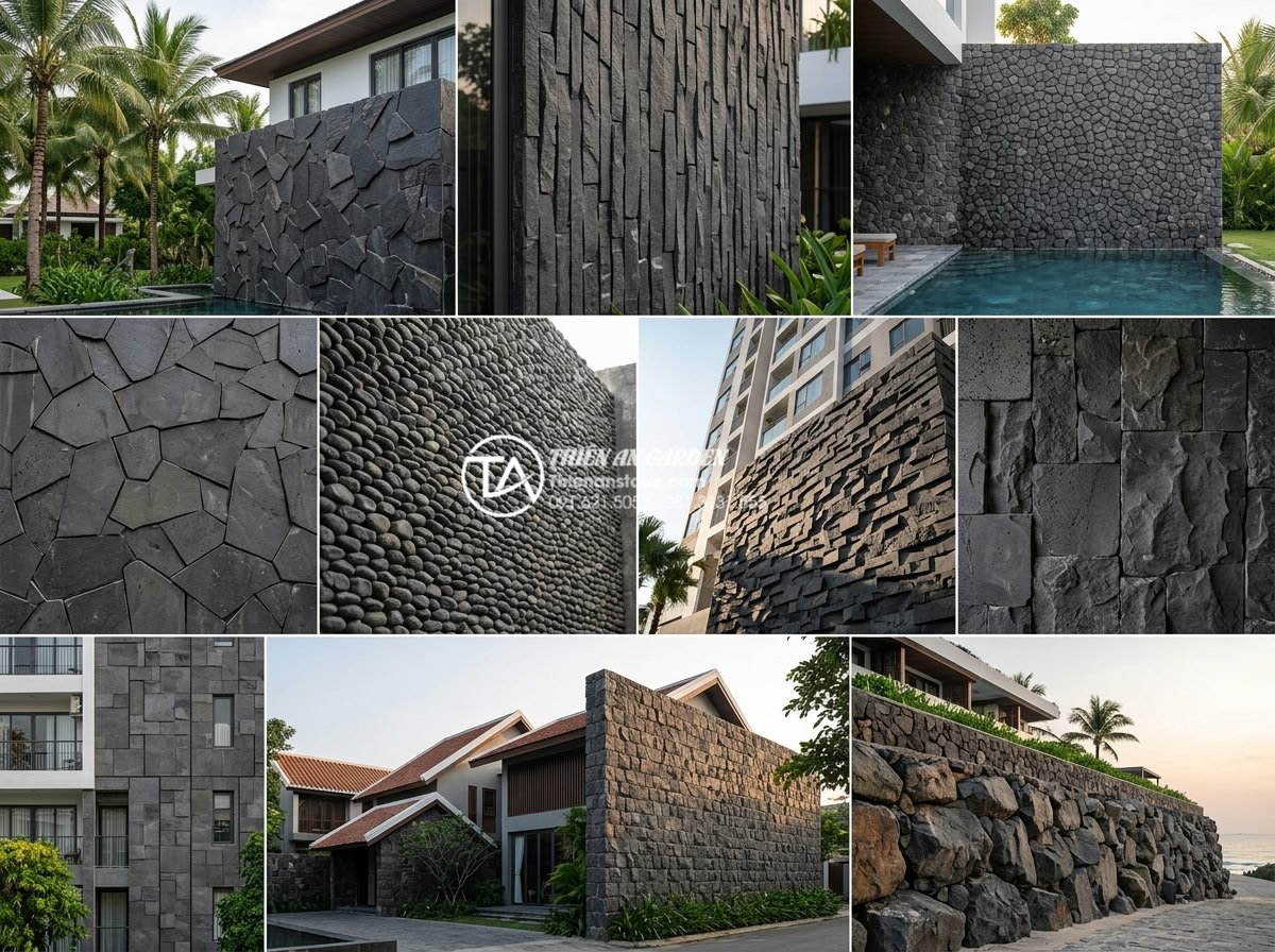 Top 10 mẫu đá rối ốp mặt tiền đẹp dẫn đầu xu hướng 2026 - Montage displaying all 10 leading 2026 irregular natural stone facade cladding d