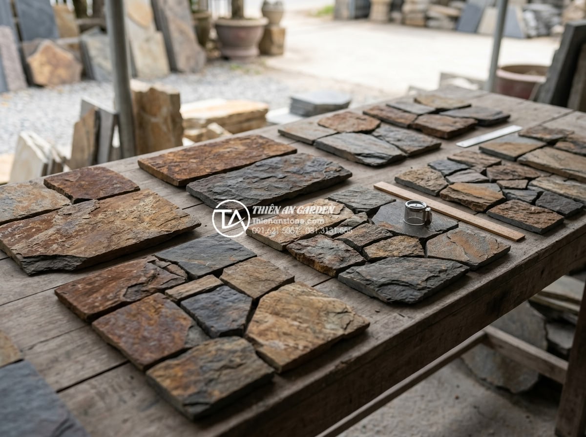 Top 10 mẫu đá rối ốp mặt tiền đẹp dẫn đầu xu hướng 2026 - Professional selection guide image displaying various high-quality natural rubbl