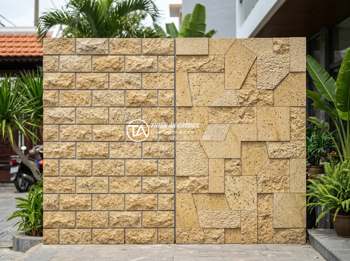 Top 10 mẫu đá rối ốp mặt tiền đẹp dẫn đầu xu hướng 2026 - Detailed comparison chart style image of premium vs standard stone cladding opti