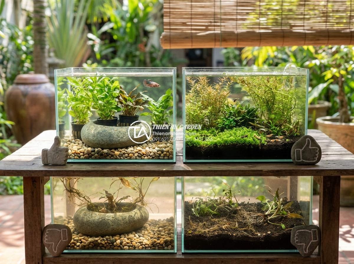 Bể thủy sinh đá cuội: Cách chọn đá và kỹ thuật setup không làm tăng pH - Hình 22 Bể thủy sinh đá cuội: Cách chọn đá và kỹ thuật setup không làm tăng pH - Infographic style comparison chart visualizing pros and cons of pebble vs other
