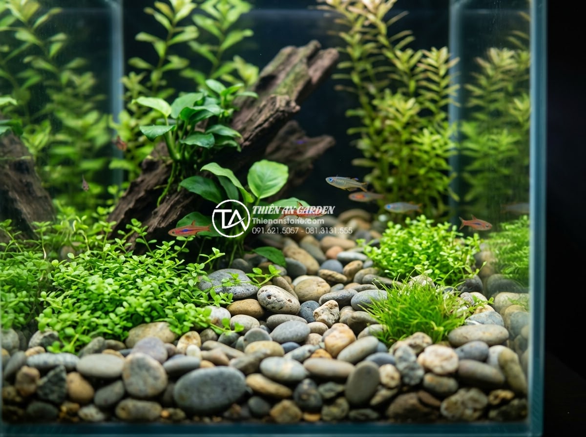 Checklist 5 bước vệ sinh đá cuội trước khi setup bể cá thủy sinh - Beautiful natural river pebbles of various colors and sizes arranged as substrat