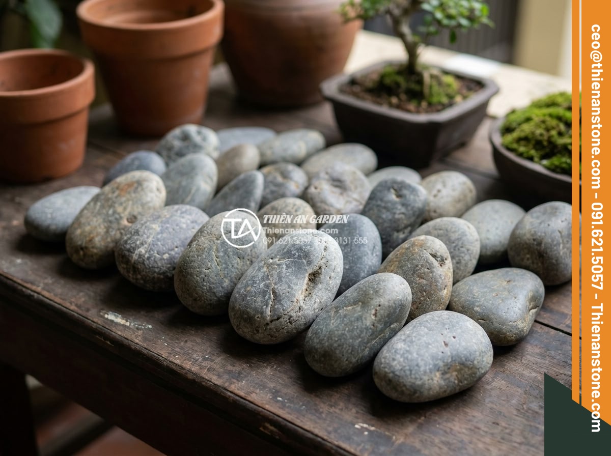 Đá cuội sân vườn: Ý tưởng trang trí và hướng dẫn lát đá cuội đẹp hút mắt - Hình 5 Đá cuội sân vườn: Ý tưởng trang trí và hướng dẫn lát đá cuội đẹp hút mắt - Collection of different types of garden pebbles including gray river stones, whi