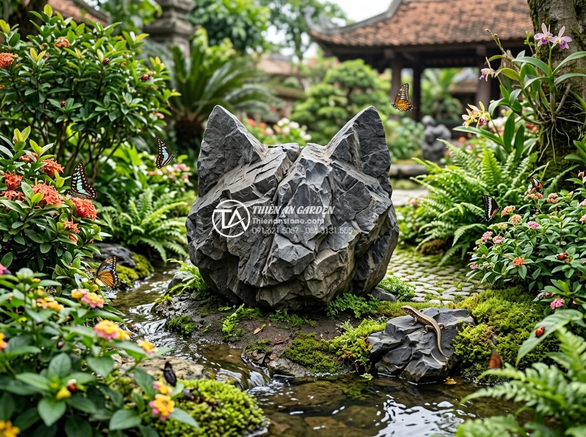 Đá tai mèo là gì? Nguồn gốc, đặc điểm và ứng dụng trong mỹ nghệ - Environmental benefits infographic style with cat ear stone in eco-friendly gard
