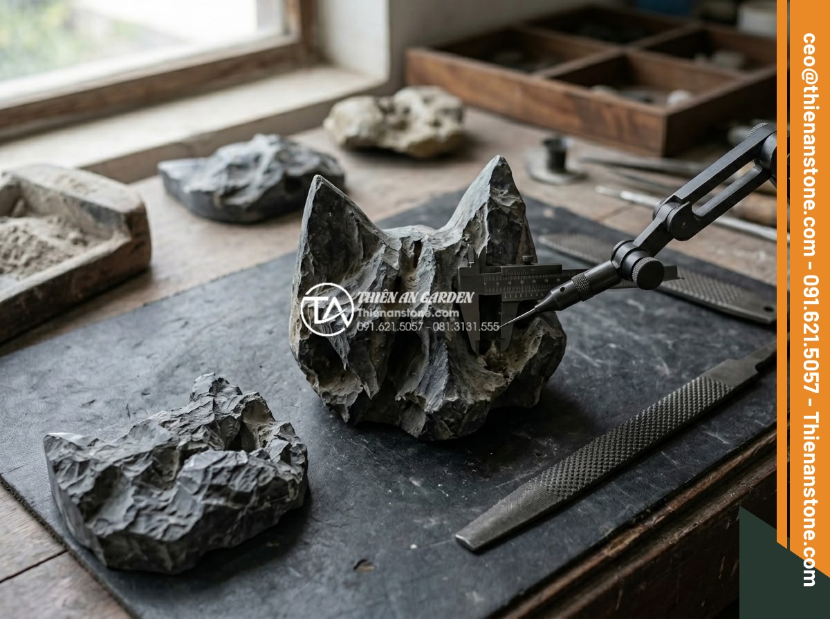 Địa chỉ bán đá tai mèo Hà Giang và Ninh Bình chất lượng nhất - Inspection process of high quality cat ear stones showing quality check points l