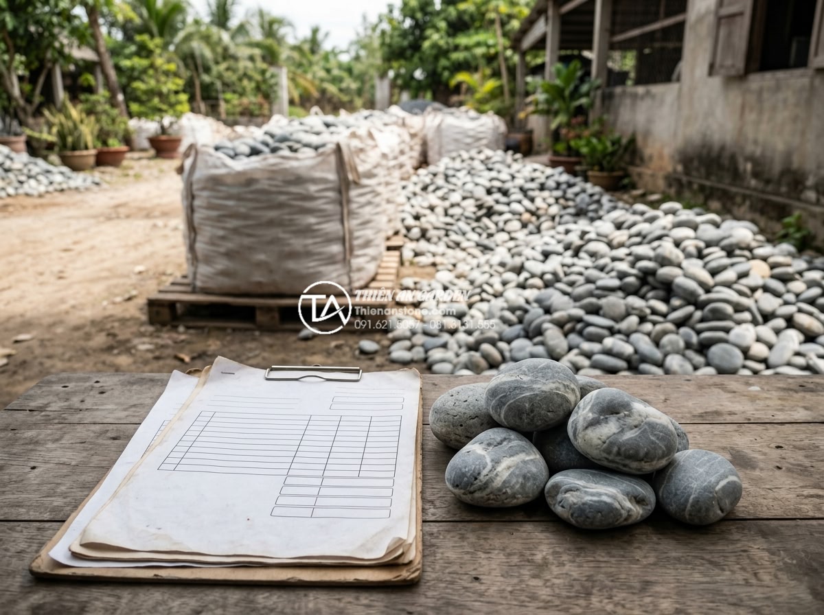 Mua đá cuội vân mây ở đâu? Top 5 địa chỉ cung cấp uy tín, giá sỉ - Real customer invoice examples and bulk order delivery of premium pebble stones 